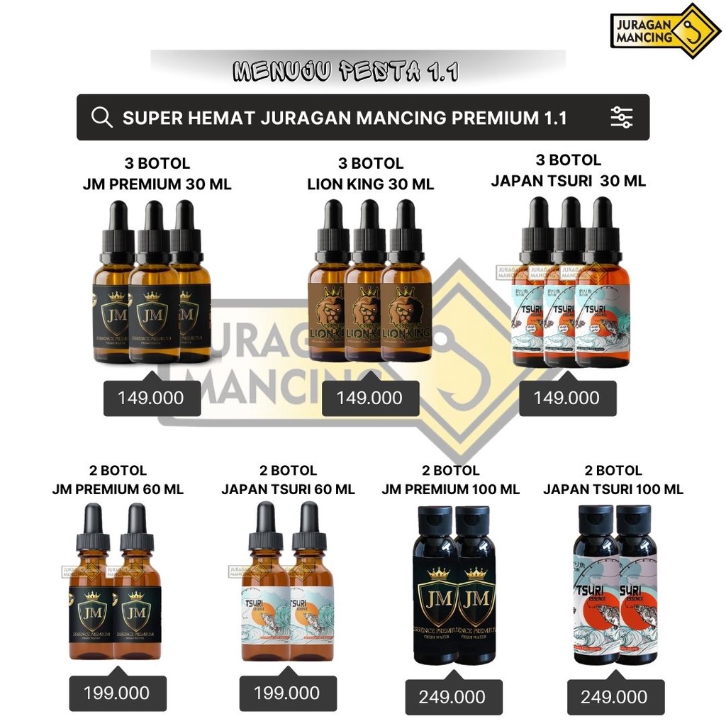 SUPER HEMAT PAKET PROMO JURAGAN MANCING PREMIUM - ESEN ESSEN ESSENCE IKAN MAS NILA BAWAL LELE PATIN 