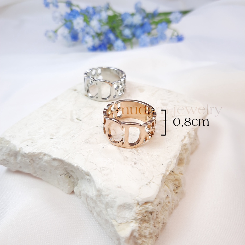 Cincin Titanium Lebar 5mm dan 8mm D Mewah dan Elegan Tersedia Warna Rose Gold, Gold dan Silver