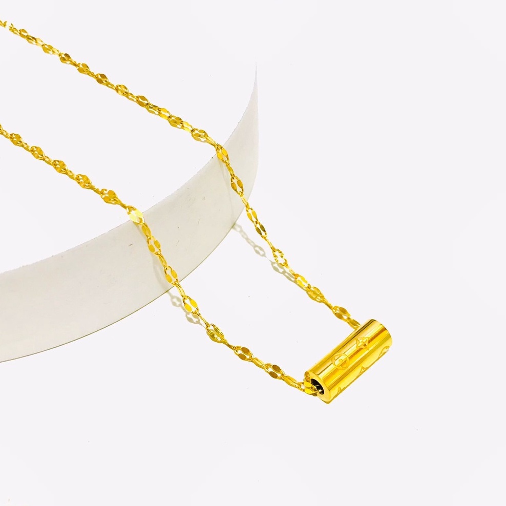 Kalung Titanium Wanita Lapis Emas Anti Karat KP-296-21-19-AMK