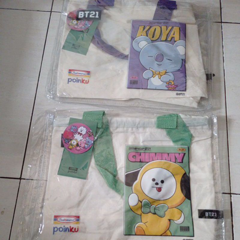 Tote Bag BT21 / Bottle 1,15 L BT21 Indomaret Poinku ( barang ORI)