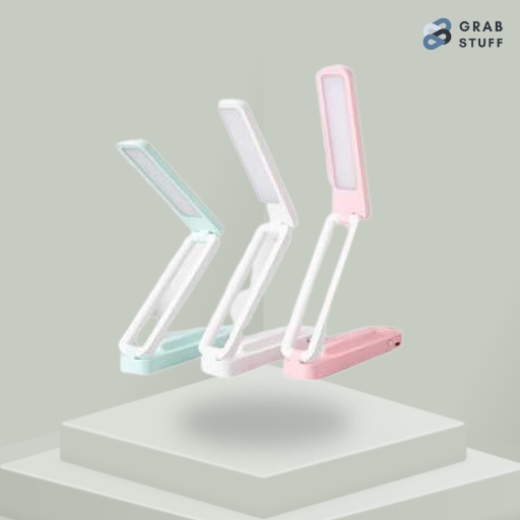 Lampu Lipat Meja Belajar Kerja Desk Lamp Rechargeable + 3 Tingkat Warna Lampu / Lampu Belajar Aesthe