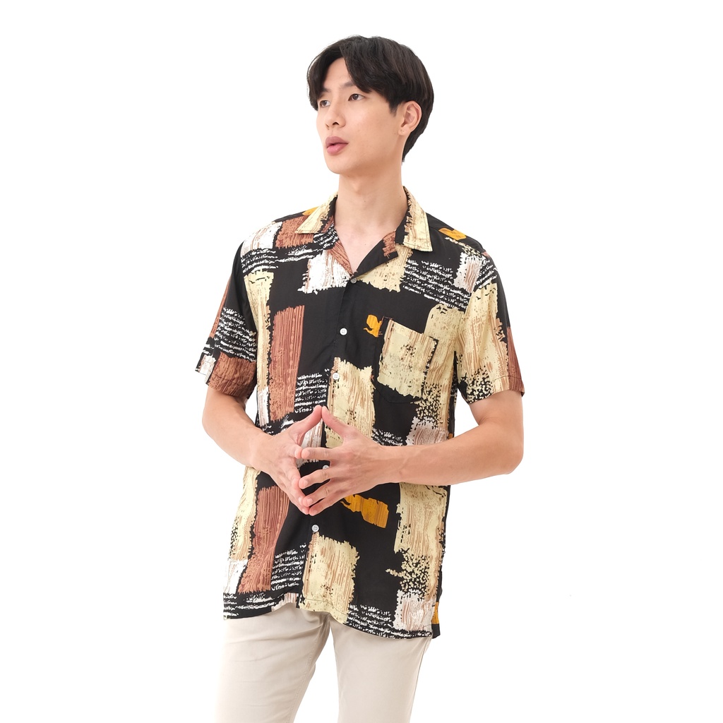 SANVANINA Kemeja Pantai Floral Slim Fit Unisex - Malacca Printed Shirt E-2025