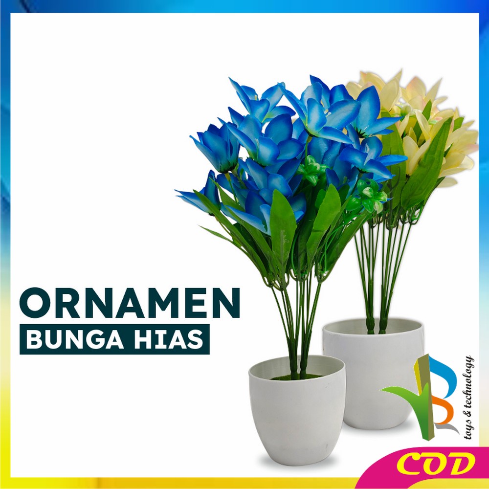 RB-C548 Pot Bunga Hias Ornamen Bunga Lily Artificial Plastik Bunga Ruang Tamu Bunga Dekorasi Rumah Hiasan Pajangan