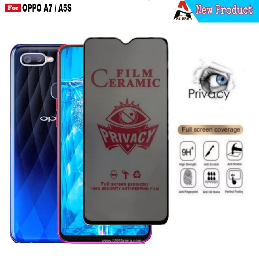 Tempered Glass OPPO A7 / OPPO A5S Full Cover Ceramic Anti Spy