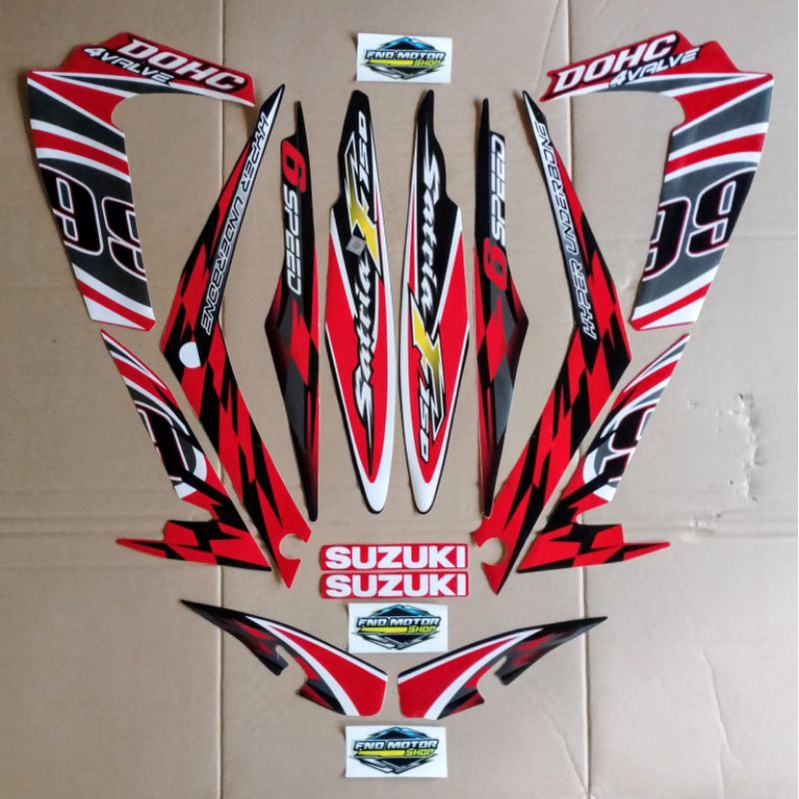 Sticker striping suzuki satria fu 150 2012 merah