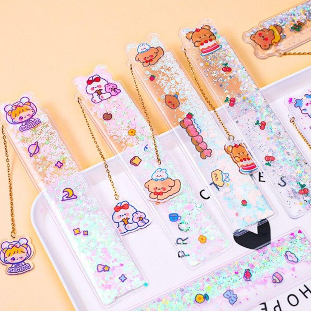 Lanfy Pasir Hisap Bookmark Penggaris Kawaii INS Alat Tulis Siswa Kantor Bear Dividing Ruler