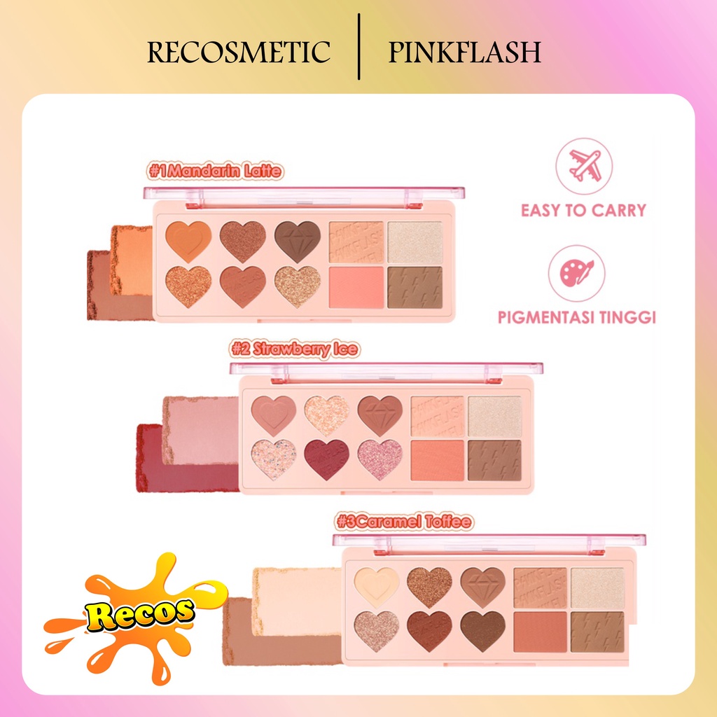PINKFLASH Multi Face Palette - OhMyLove Multiple Face Palette Eye shadow Blush Highlighter Contour 3 Colors - PINK FLASH - PF M02