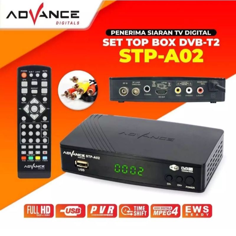ADVANCE STB SET TOP BOX STP-A02 Receiver TV DIGITAL DVB T2 Tuner