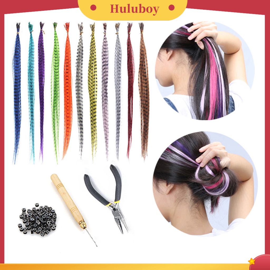 1 Set Bulu Rambut Extensions Dengan Crochet Hook Ringan Warna-Warni Untuk Rumah