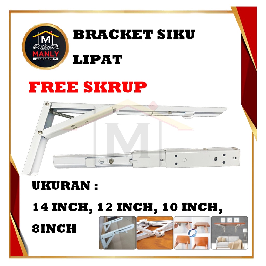 Siku Rak Lipat Per  30 cm 12 inch / Bracket Siku Rak Lipat / Engsel Ambalan Lipat..Kwalitas Terbaik