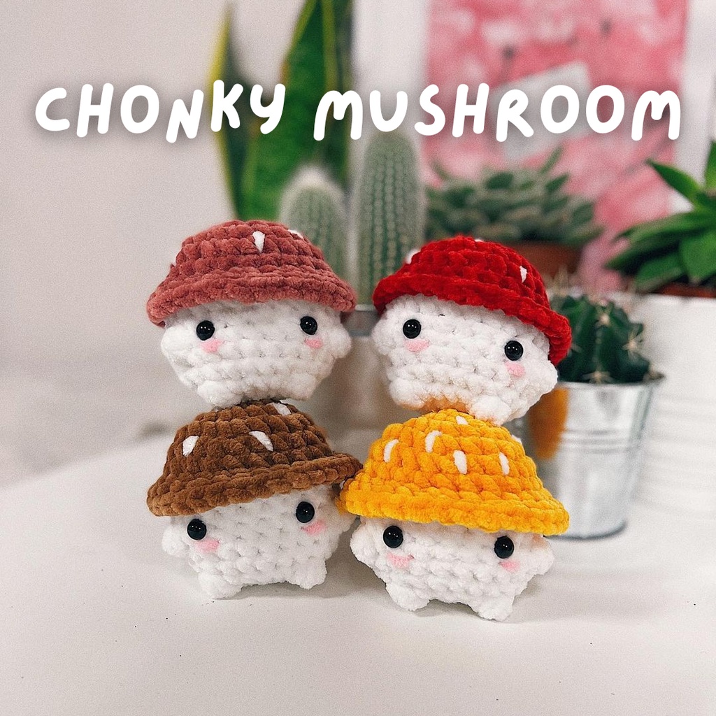 [READY] Chonky Mushroom Boy Crochet, gantungan Kunci Rajut, Amigurumi mushroom, Keychain, worry pet,