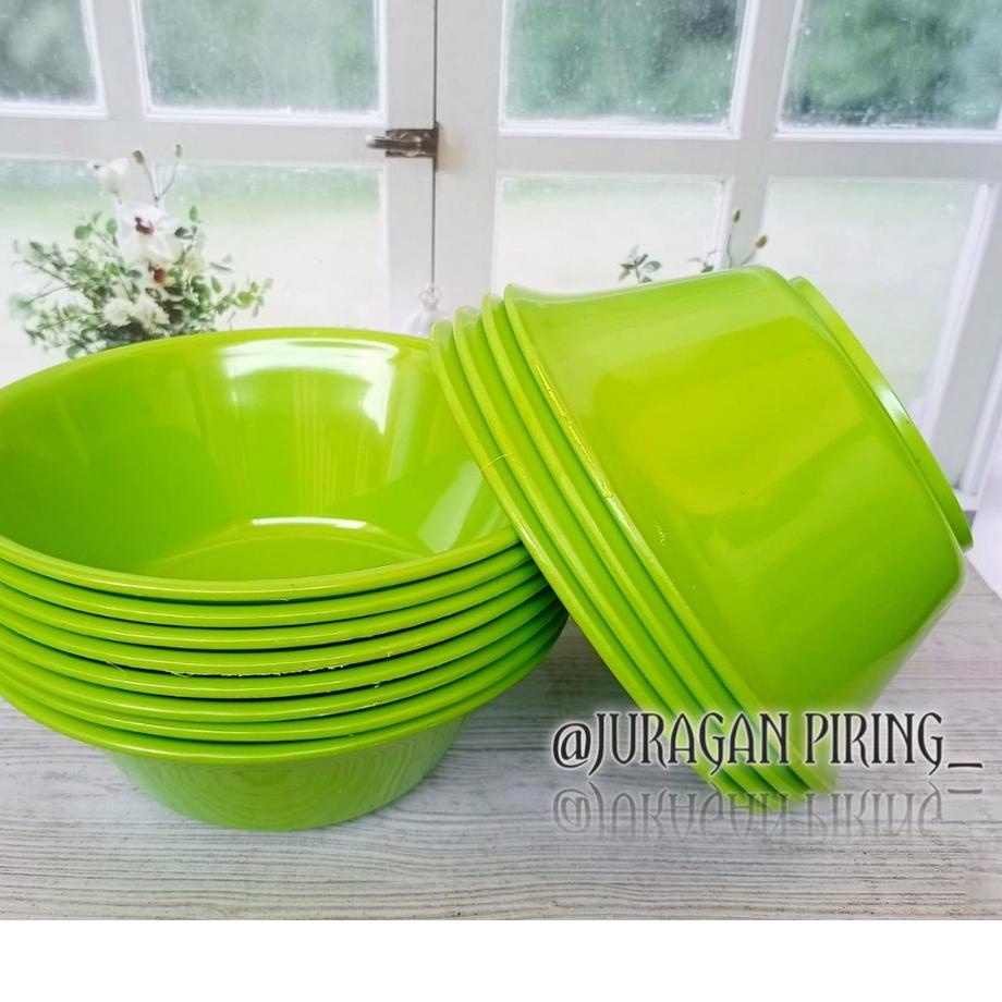 6PCS ISI PIRING MAKAN LEBAR 23CM DAN MANGKUK SAYUR MODEL BULAT TERBARU BHN MIKA PLASTIK