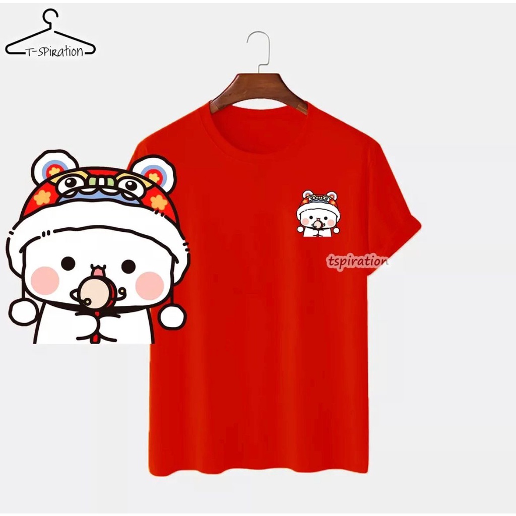 Kaos Couple Keluarga Imlek /Tahun Baru China anak Pentol Topi Barongsai T-Shirt