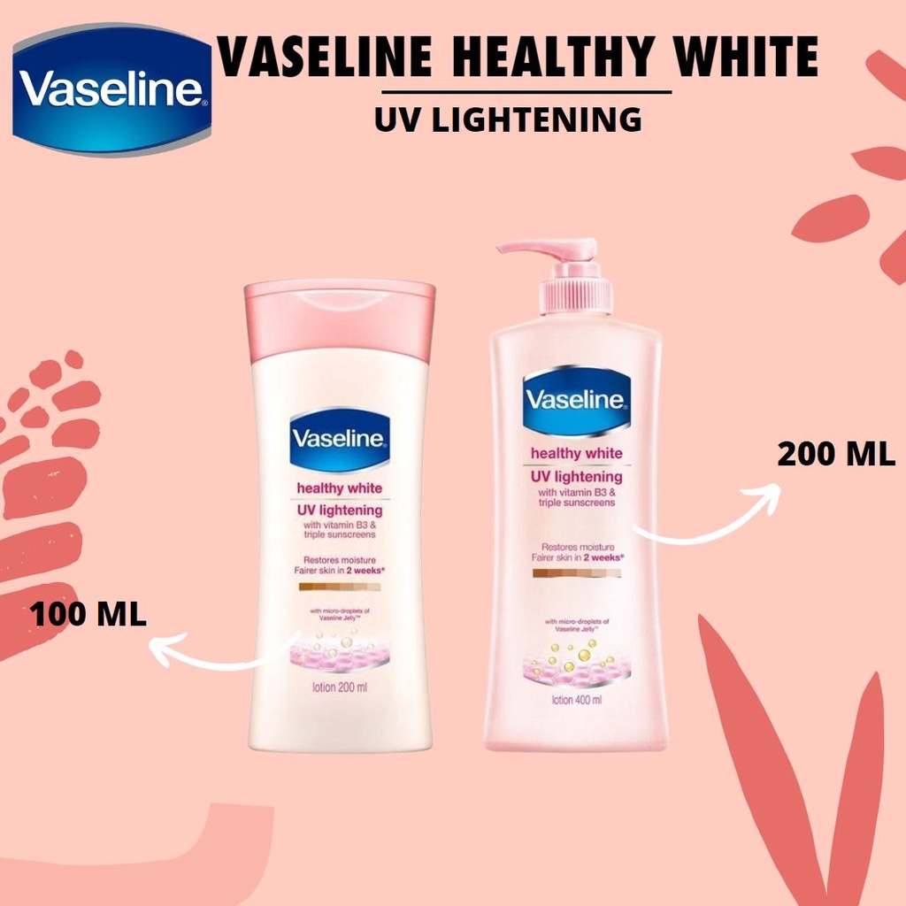 Vaseline Healthy White Skin Whitening Lotion (New) 100ml dan 200 Ml / Body Lotion / moisturizing Skin/hand body vaseline pemutih kulit