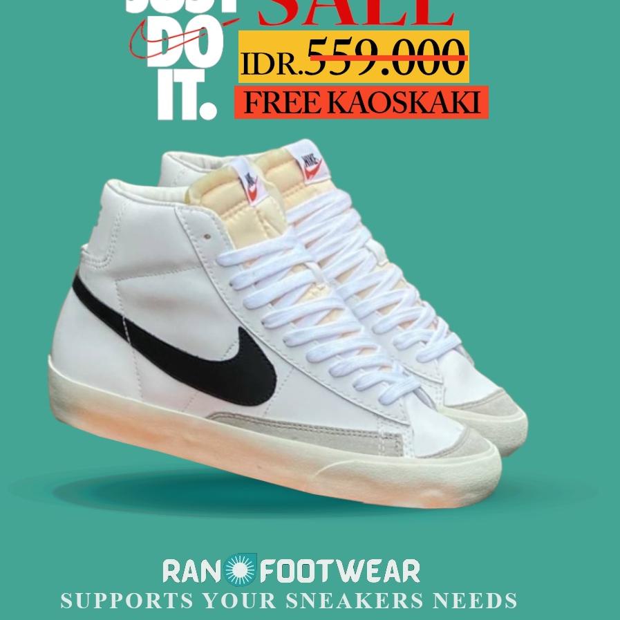 Tren Terbaru SEPATU NIKE BLAZER MID 77 VINTAGE WHITE BLACK PREMIUM BNIB HIGH QUALITY PREMIUM INPORT 
