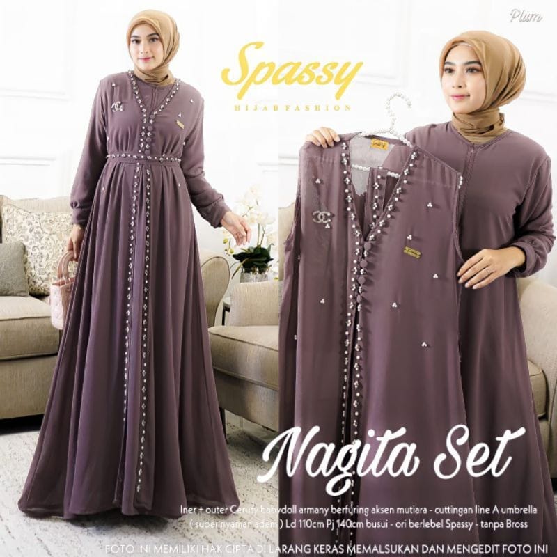 Nagita & Rebecca Rebeca Set Dress + BONUS BROS [ RESTOCK TERUS ] || Busana Muslim Terbaru September 