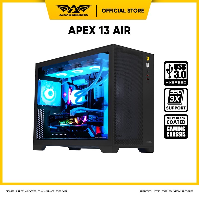 Casing Gaming Armaggeddon Tessaraxx Apex 13 Air E-ATX | Black PC Case