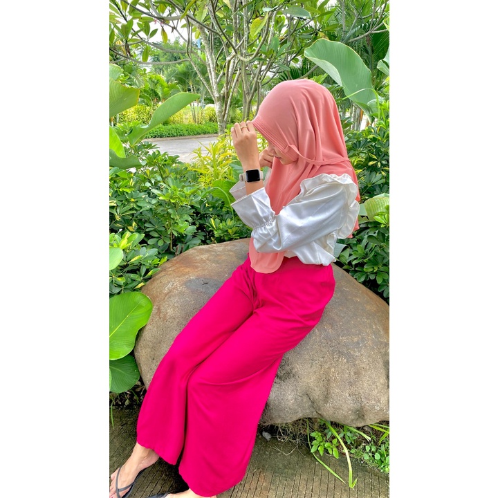 Jilbab Instant Bergo Tali Pink Hijab Premium by Shanie