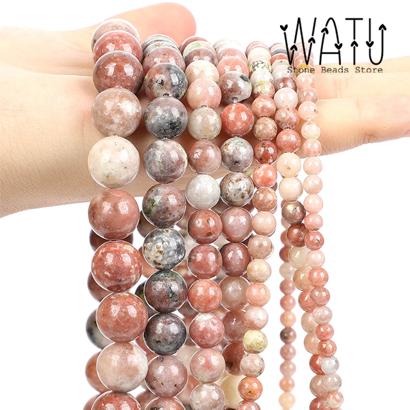 Bahan Gelang Batu Alam Red Rhodonite Persian Jades Natural Stone Beads