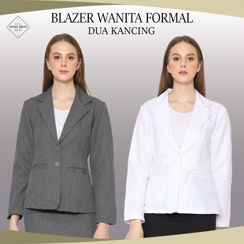 Blazer Wanita Formal Kantor Hitam Polos Blezer Kerja Cewek Dewasa Kantoran Premium Baju Jas Crop Kan