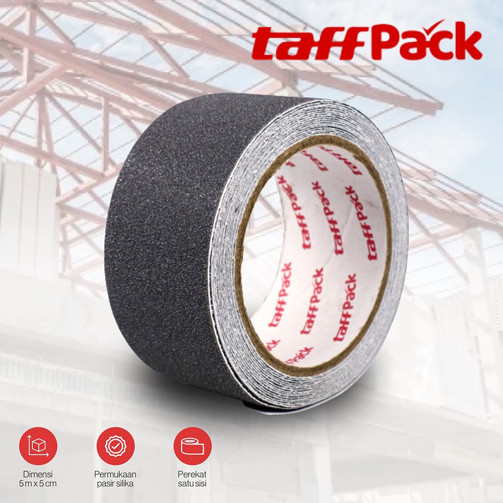 [GROSIR] Taffpack Lakban Tape Safety Grip Anti Slip Strong Traction Size 5 m x 5 cm - Black