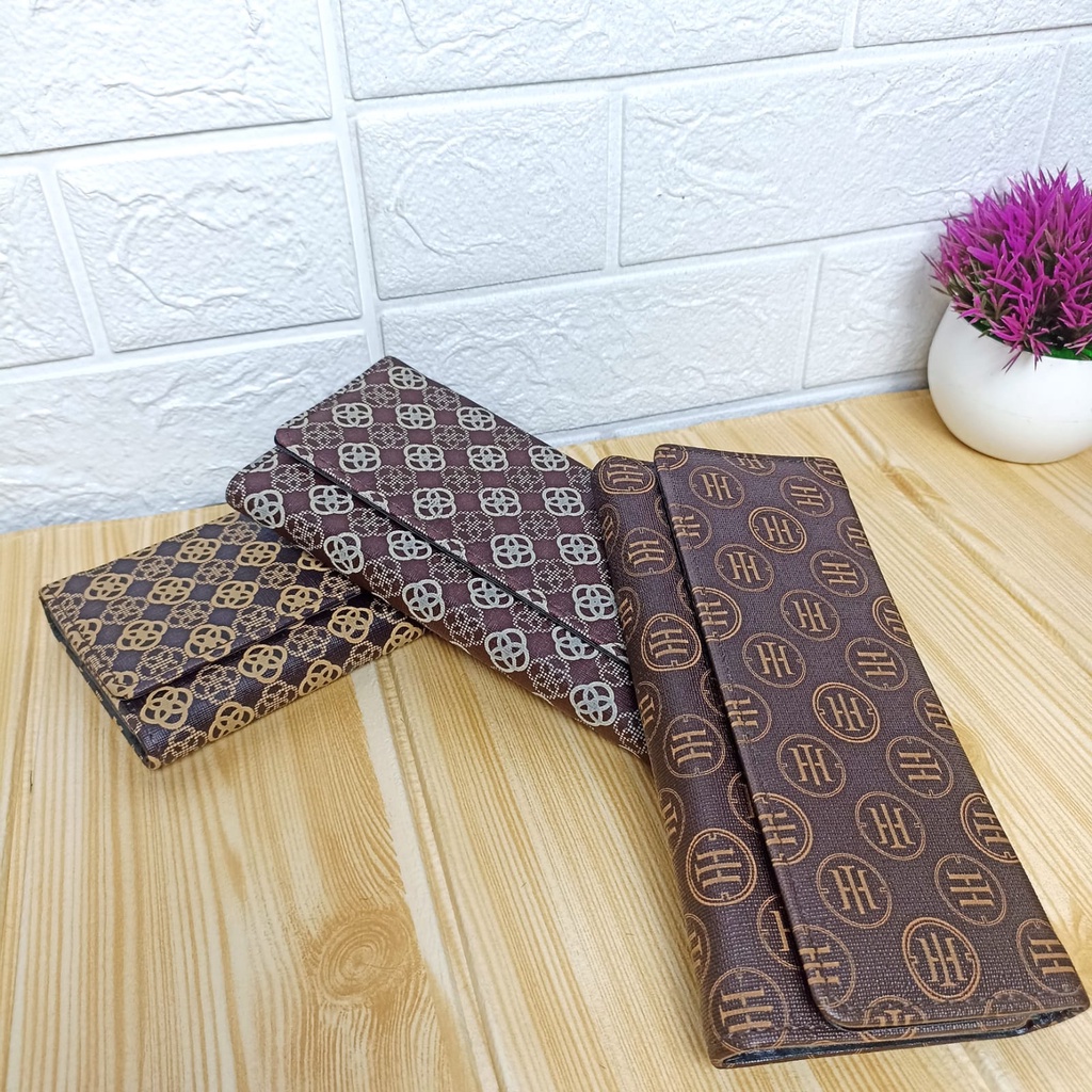 Dompet Panjang Lipat Wanita Motif Fashion Korea Style Dompet Cewek Klip Magnet Women Wallet PU Satu7an D100