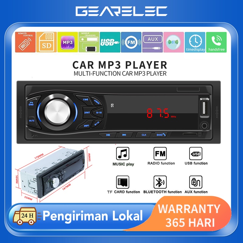 Single DIN Mobil Stereo Bluetooth Hands Free Memanggil Musik Kartu TF USB AUX Input FM Radio Receiver 1DIN Head Unit 12V