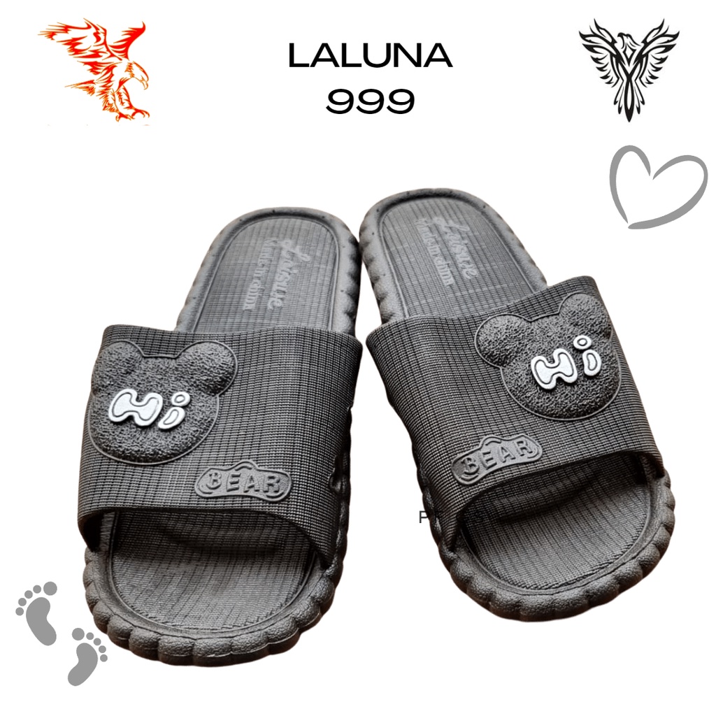 Sandal Selop Wanita LALUNA 999 Import Karet Motif Bear Lucu