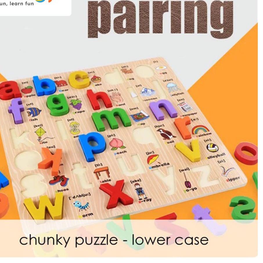 ✹✹ Edufuntoys - BIG CHUNKY PUZZLE timbul ukuran besar alphabet/ puzzle kayu huruf/ abc/ angka /maina