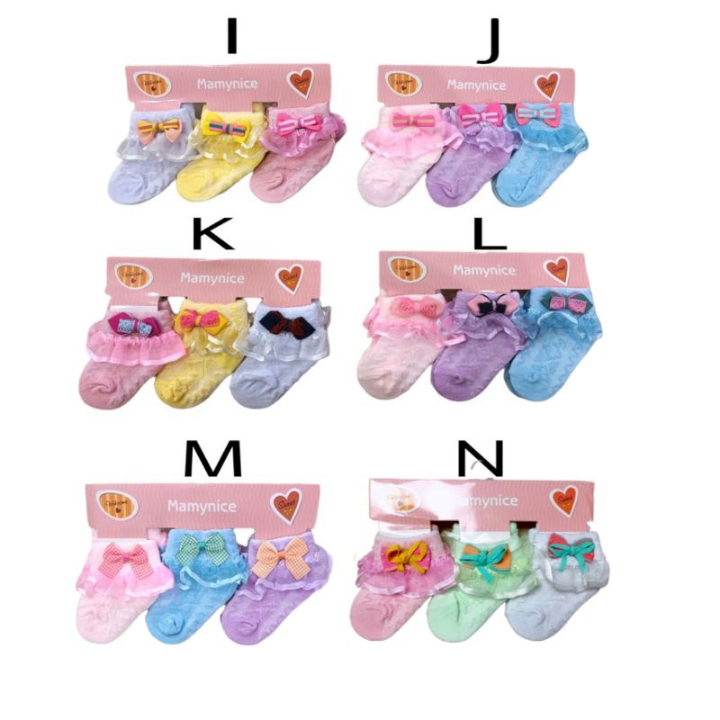 Kaos Kaki Bayi Perempuan Motif Renda Isi 3 Pcs