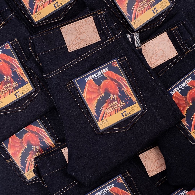 MISCHIEF DENIM DARK VERMILION 17 OZ