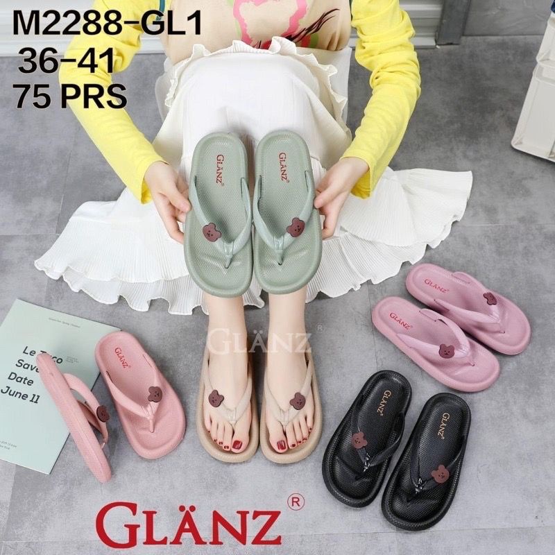 Sandal Jelly Glanz M2288 Sandal Jepit Beruang Oval Tali Bear Terbaru