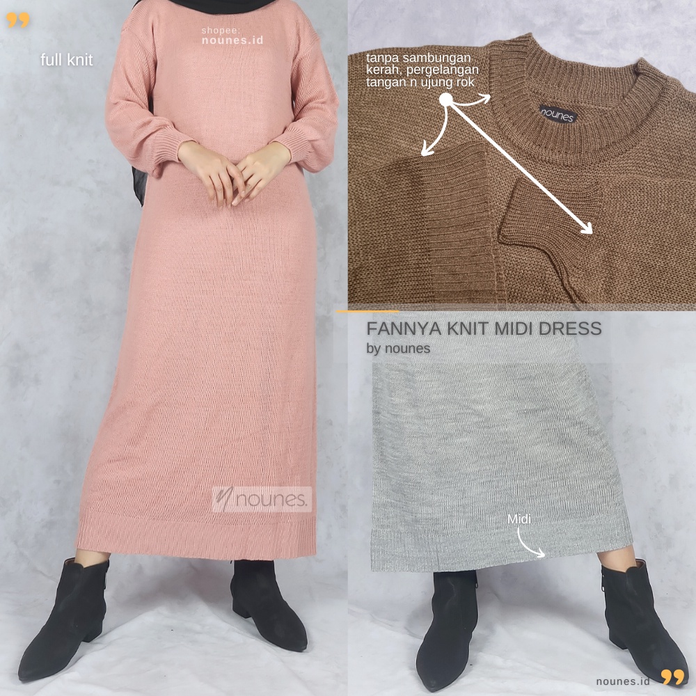 Nounes Fannya Knit Midi Dress Rajut