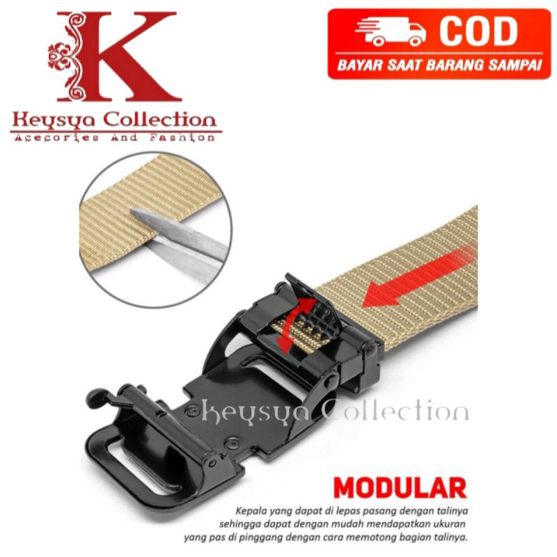 Ikat Pinggang Pria Canvas Nylon Metal Detector Kepala Besi