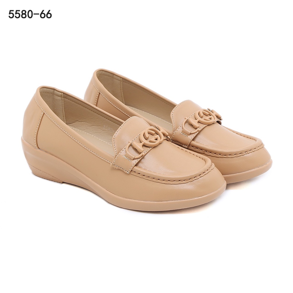 GC Leather Double-G Logo Wedges Shoes 5580-66