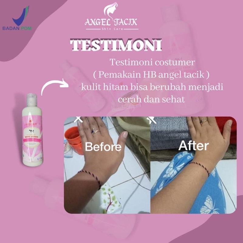 [BPOM✔️] Lotion Whitening HB Angel Tacik Original || Pemutih badan Ampuh||cod||promo||hb viral