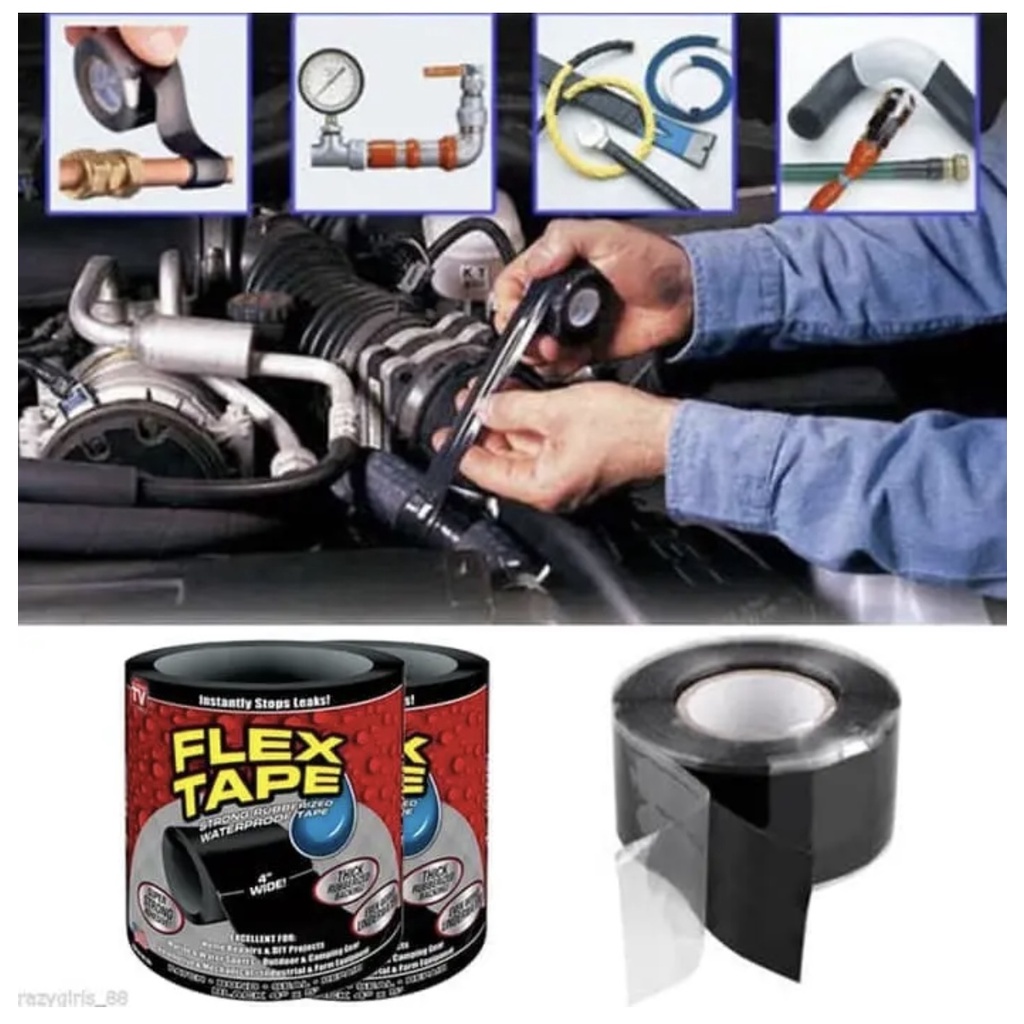 

Lakban Flex Tape 4 Inch - Solasi Perekat Kuat Waterproof Serbaguna Lem Super Ajaib Rubberized