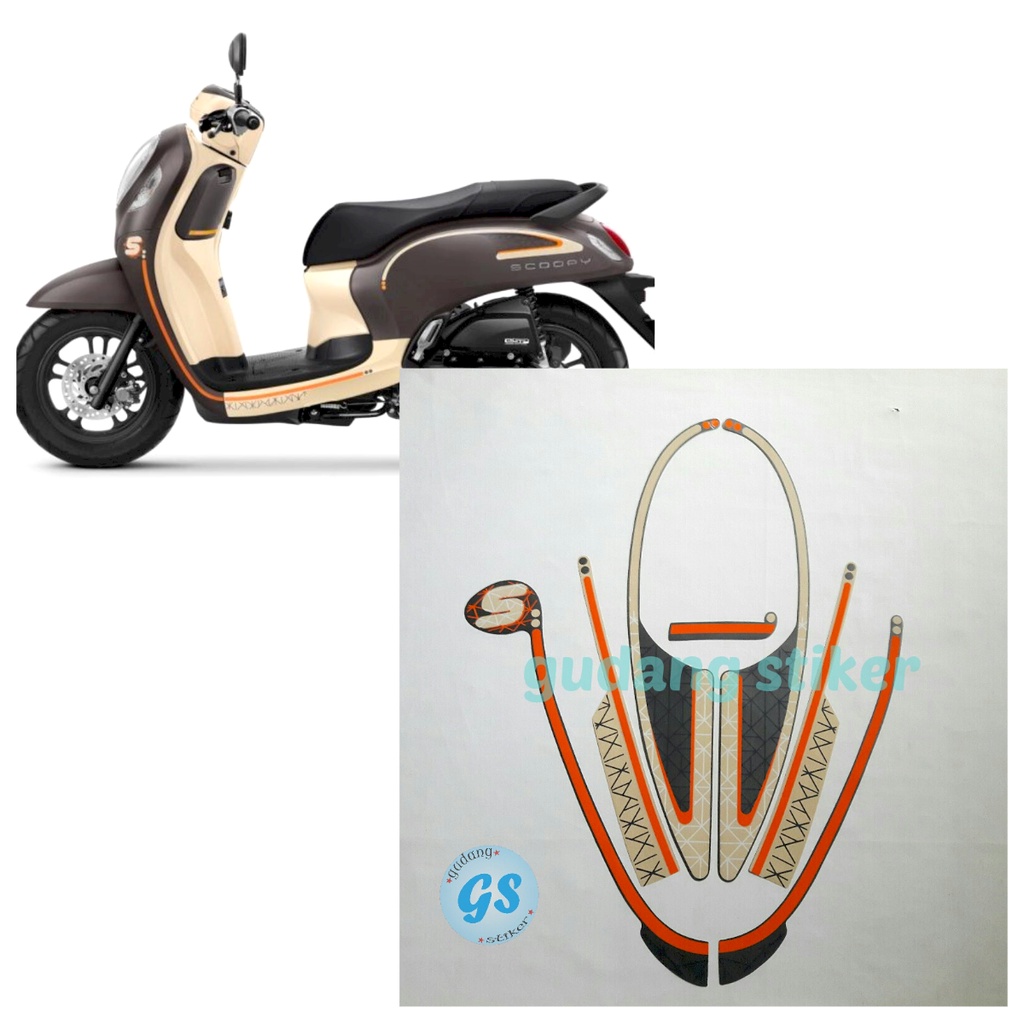 Striping sticker motor honda New Scoopy Fashion 2022 Matte Brown