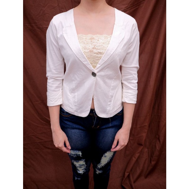 blazer wanita white blazer kerja baju preloved pakaian murah blazer putih