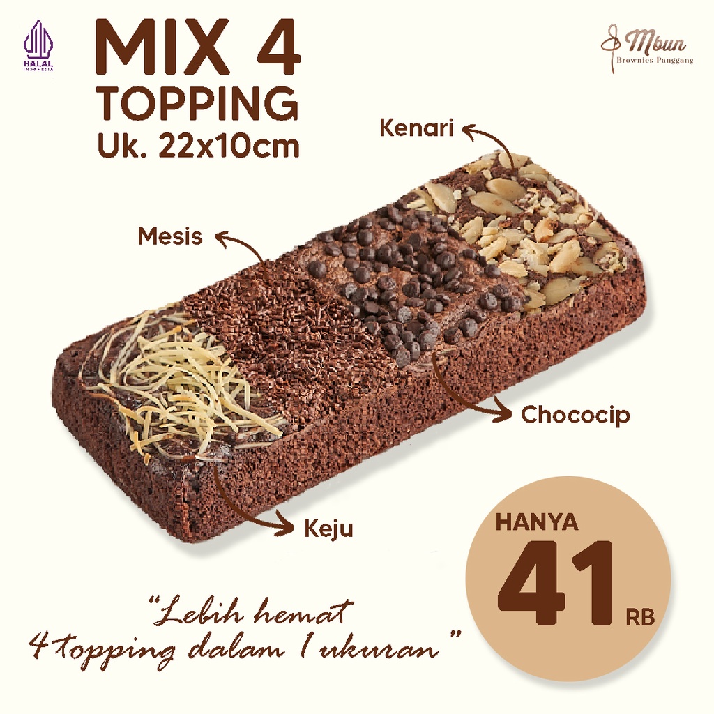Exp Lama (COD) Mbun Brownies Panggang Mix Topping ukr 22x10 Mbun Brownies Panggang Brownies Melted