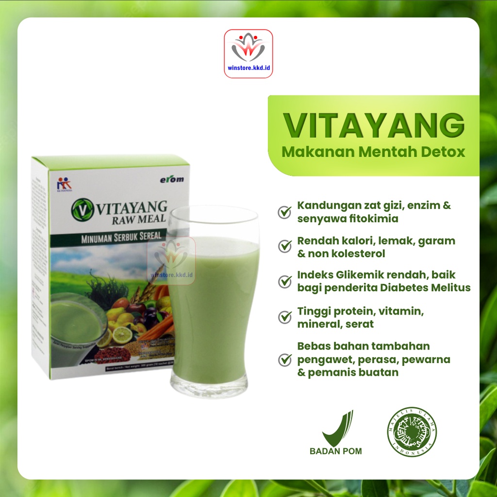 

Minuman Sehat Vitayang Raw Meal Makanan Mentah Detox Kolesterol Original BPOM KK Indonesia