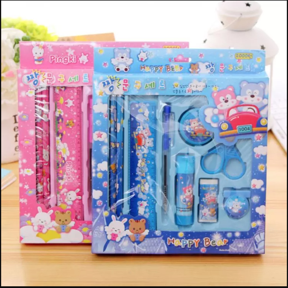 

Alat Tulis Kartun Pensil set untuk menggambar Cartoon Stationery Set 9 in 1 Souvenir Sekolah Anak