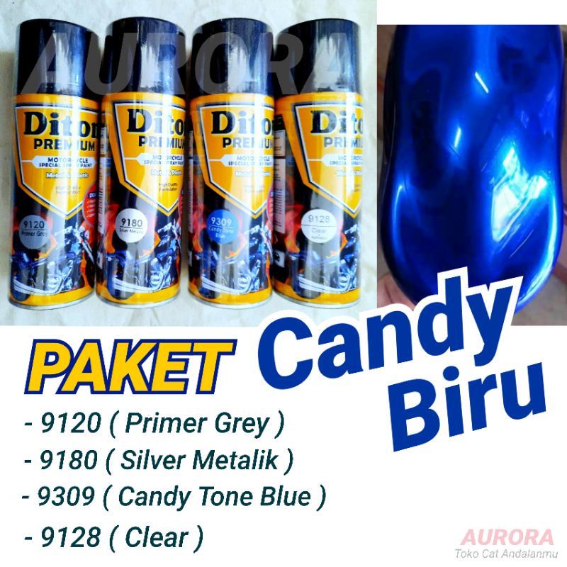 PAKET Lengkap Pilok Pilox DITON Premium Epoxy Primer Grey + Silver Metalik + Candy Blue Biru + Clear