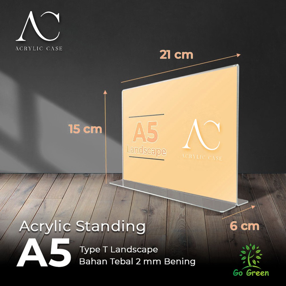 

Acrylic Tent Card Holder A5 Landscape / Tempat Brosur Meja Akrilik A5 T Type