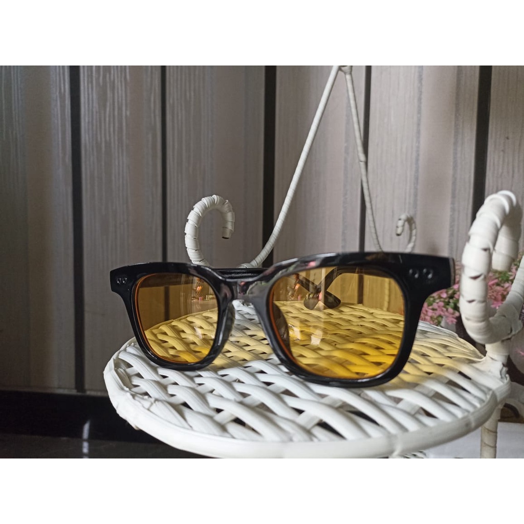 Kacamata Hitam Wanita Pria Lensa Sunglasses Korean Fashion Small Candy Color Import-Kuning