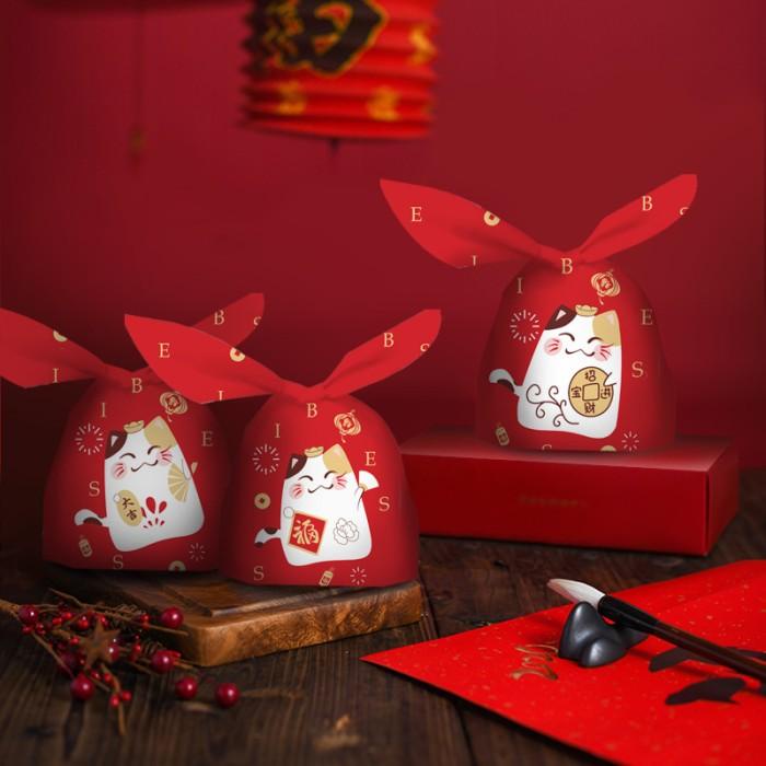 

50Pcs Kantong Bunny Ear Goodie Bag Imlek 14X23+3Cm / Bingkisan Cookie 059