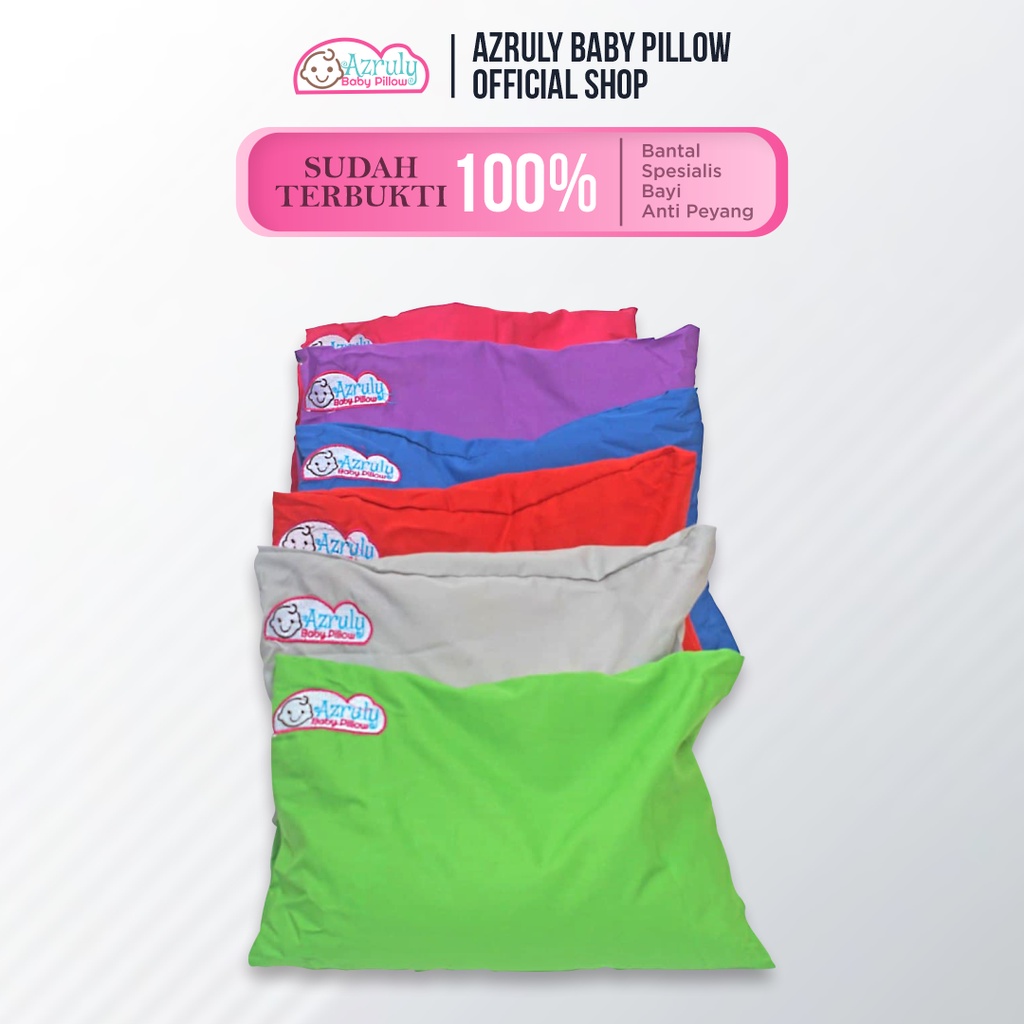 Azruly Baby Pillow + Booster Asi - Bantal Anti Peyang 100% Kulit Kacang Ijo Opsimom | 2 PCS