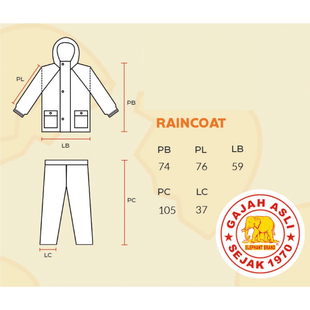 Jas Hujan Setelan Jaket + Celana GUDETAMA - Elephant Brand - Sanrio License