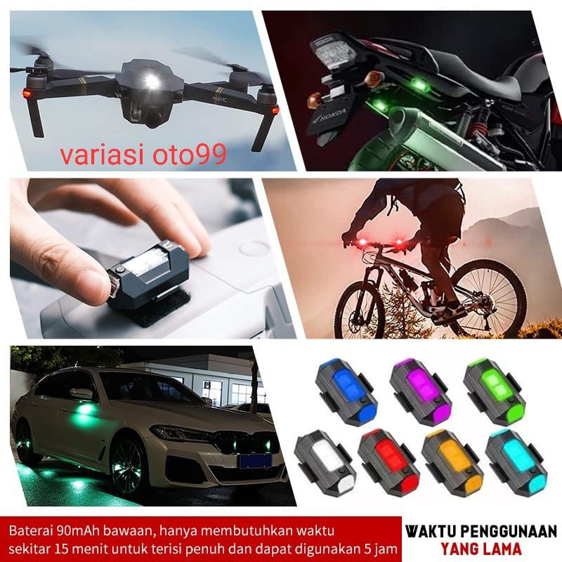 Lampu Strobo LED 7 Warna Universal Anti Tabrakan Untuk Motor sepeda Drone