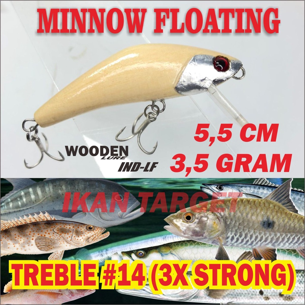 Minnow Floating Natural Kayu 3,5 Gram 5,5 Cm